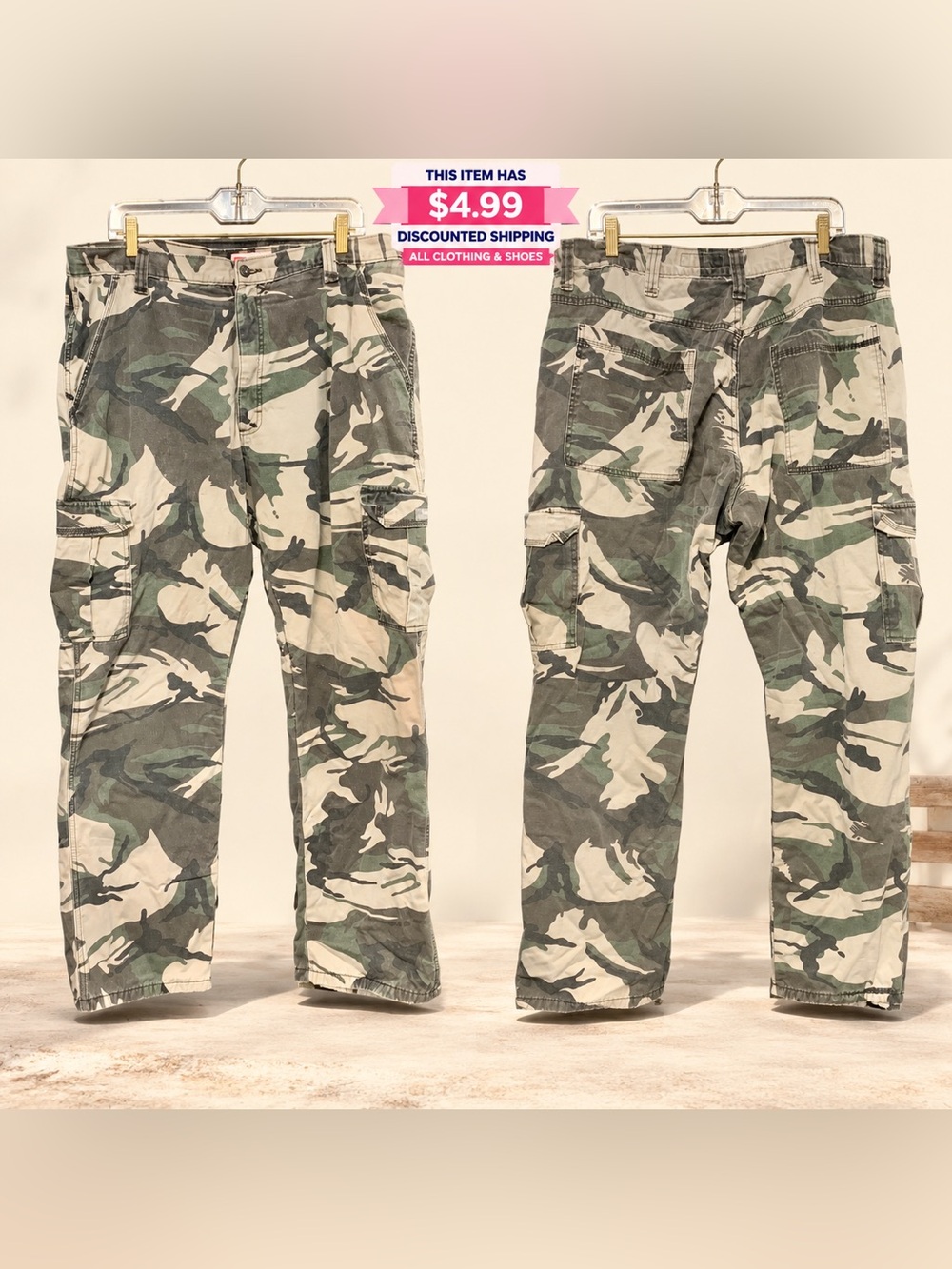 Wrangler Men’s Fleece-Lined Camo Cargo Pants — Relaxed Fit (40 x 32)